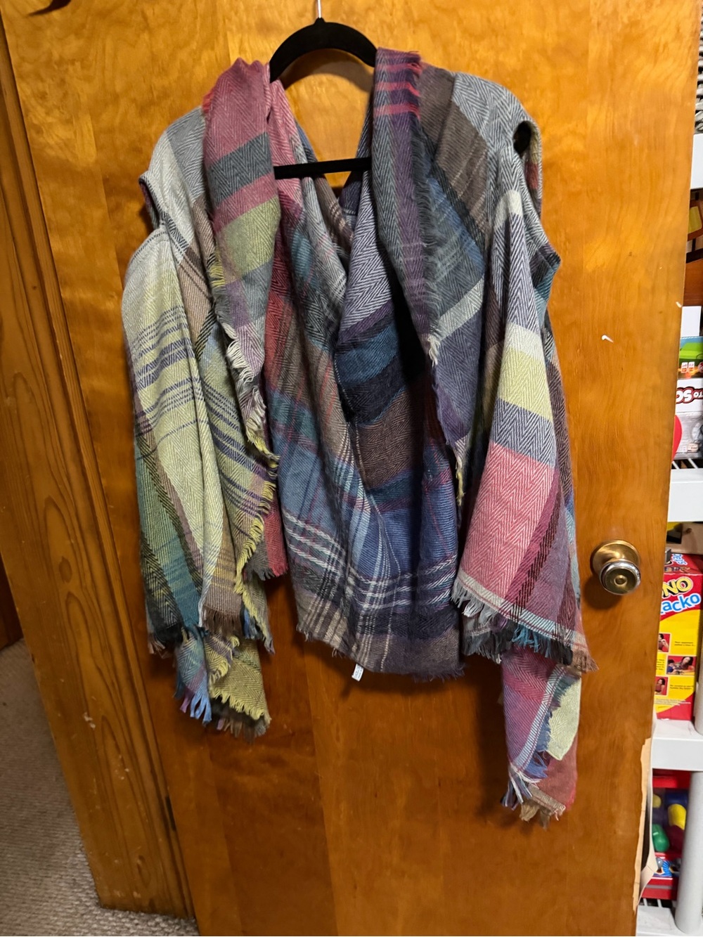 Multicolor Plaid Fringe Wrap Cape - Cozy Women’s Jacket